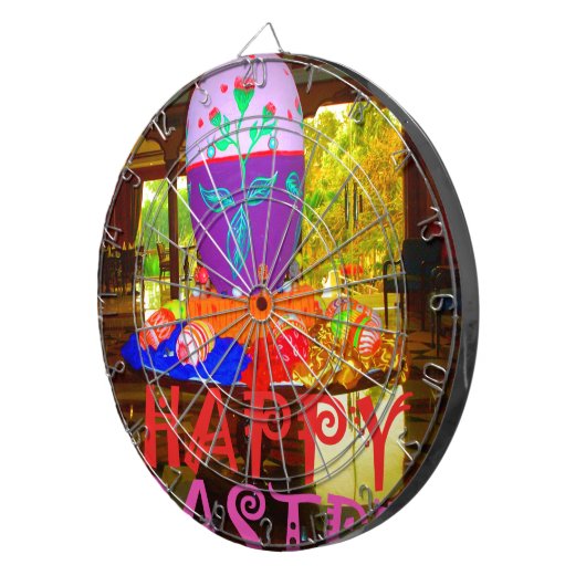 Happy Easter Egg Centerpiece voor de lente Dartbord (Voorkant Rechts)