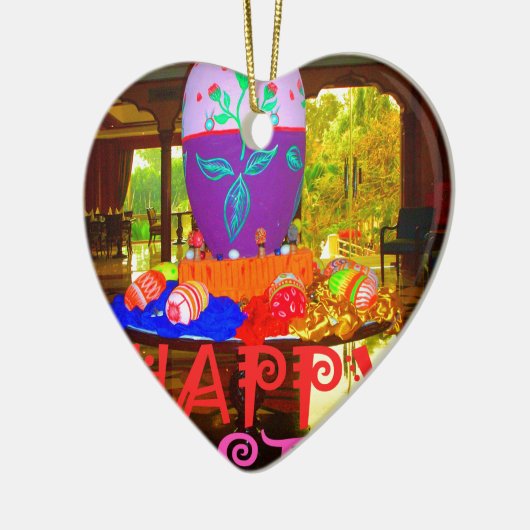 Happy Easter Egg Centerpiece voor de lente Keramisch Ornament (Links)