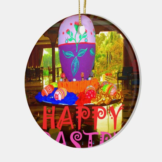 Happy Easter Egg Centerpiece voor de lente Keramisch Ornament (Links)