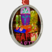 Happy Easter Egg Centerpiece voor de lente Metalen Ornament (Rechts)