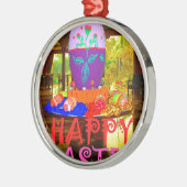 Happy Easter Egg Centerpiece voor de lente Metalen Ornament (Links)