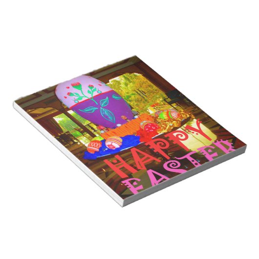 Happy Easter Egg Centerpiece voor de lente Notitieblok (Schuin)