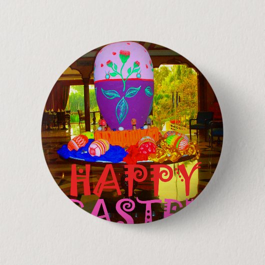 Happy Easter Egg Centerpiece voor de lente Ronde Button 5,7 Cm (Voorkant)