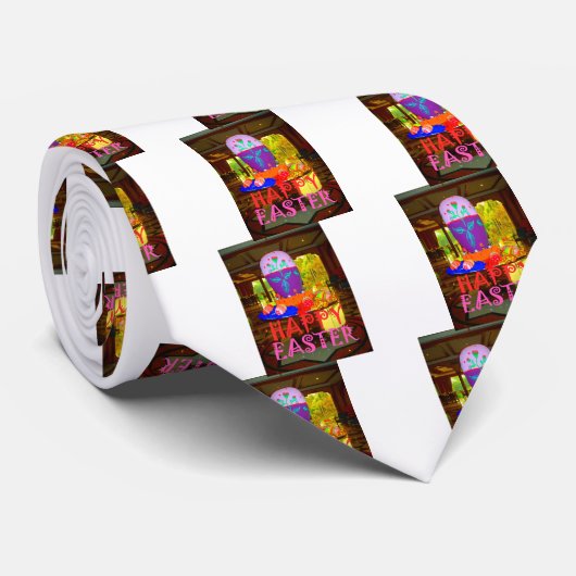 Happy Easter Egg Centerpiece voor de lente Stropdas (Opgerold)