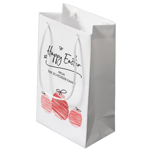 Happy Easter Egg Doodle Gift Bag Klein Cadeauzakje (Achterkant Gekanteld)