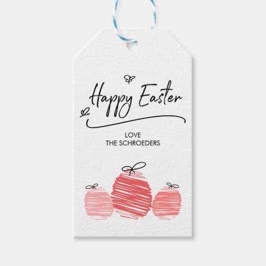 Happy Easter Egg Doodle Gift Labels Cadeaulabel (Voorkant)