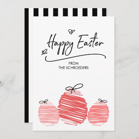 Happy Easter Egg Doodle-kaart Feestdagenkaart (Voorkant / Achterkant)