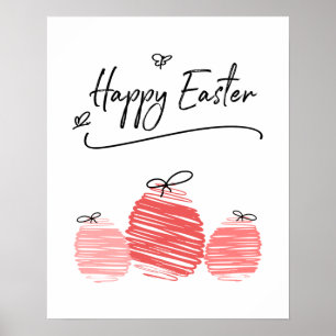 Happy Easter Egg Doodle Sign Poster