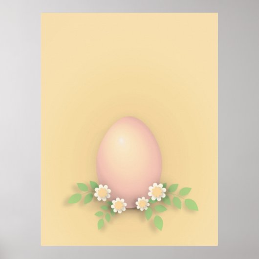 Happy Easter Egg & Flowers Poster (Voorkant)