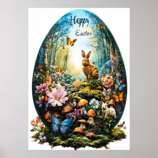Happy Easter Egg Forest Natuur Poster (Voorkant)