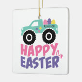 Happy Easter Egg Girly Truck Modern Name Keramisch Ornament (Links)