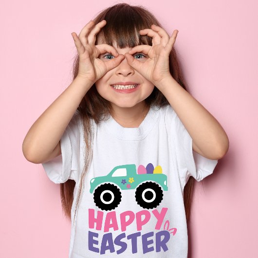 Happy Easter Egg Girly Truck Modern T-shirt