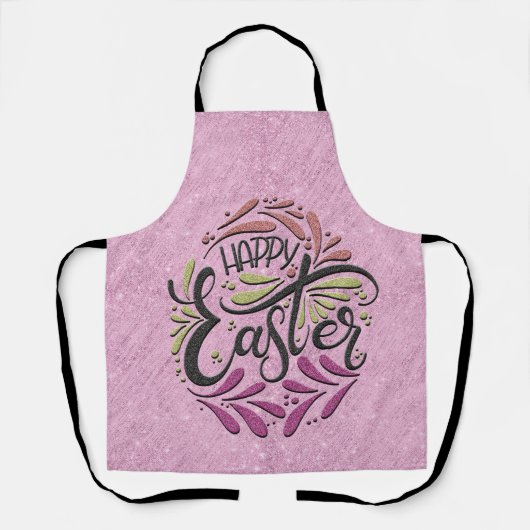 Happy Easter Egg Glittery Lila Baking Schort (Voorkant)