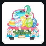 Happy Easter Egg Gnomes Bunny Truck Vierkante Sticker<br><div class="desc">Happy Easter Egg Gnomes Bunny Truck Gift Square Sticker Classic Collectie</div>