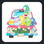 Happy Easter Egg Gnomes Bunny Truck Vierkante Sticker<br><div class="desc">Happy Easter Egg Gnomes Bunny Truck Gift Square Sticker Classic Collectie</div>