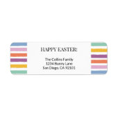 Happy Easter Egg Hunt Modern Kleurrijk Gestreept Etiket (Voorkant)