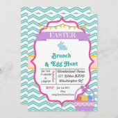 Happy Easter & Egg Hunt Party-uitnodigingen Kaart (Voorkant / Achterkant)