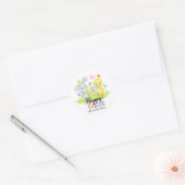 Happy Easter Egg Hunt Schattige Bunny & Chick Ronde Sticker (Envelop)