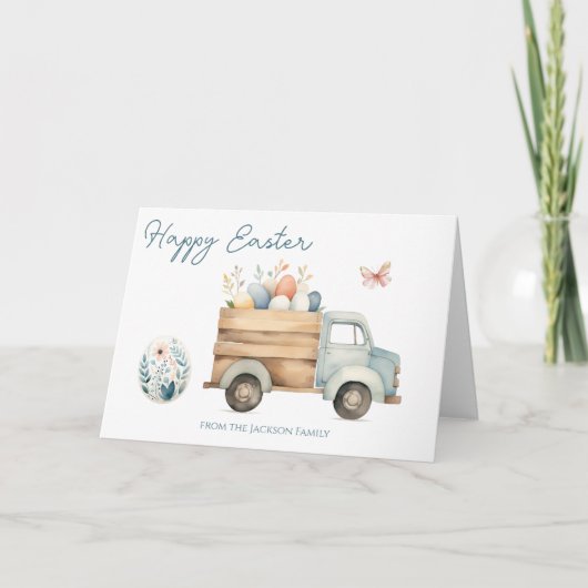 Happy Easter Egg Hunt Truck Feestdagen Kaart (Voorkant)