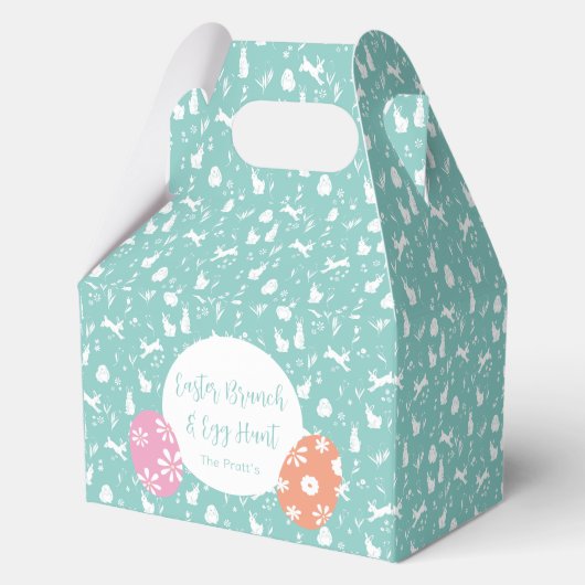 Happy Easter Egg Hunt turquoise hand draw Bedankdoosjes (Voorkant)