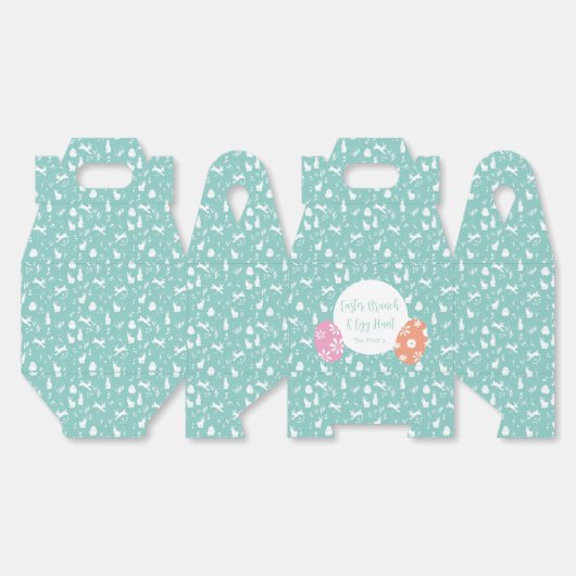 Happy Easter Egg Hunt turquoise hand draw Bedankdoosjes (Ongevouwen)