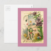 HAPPY EASTER EGG JONGLEREN KIKKER MET KUIKENS FEESTDAGENKAART (Voorkant / Achterkant)