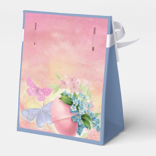 Happy Easter Egg Monogram Waterverf Blue Custom Bedankdoosjes (Achterkant)