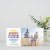 Happy Easter Egg Paasfoto Feestdagenkaart (Staand voorkant)
