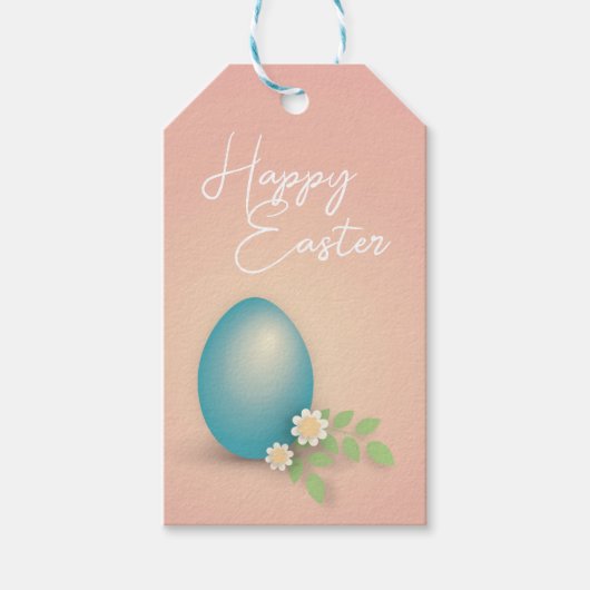 Happy Easter Egg pastel floral spring design Cadeaulabel (Voorkant)