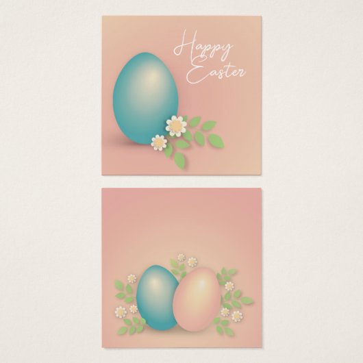 Happy Easter Egg pastel kleurenbloemen lente Vierkante Visitekaartjes (Voorkant /achterkant)