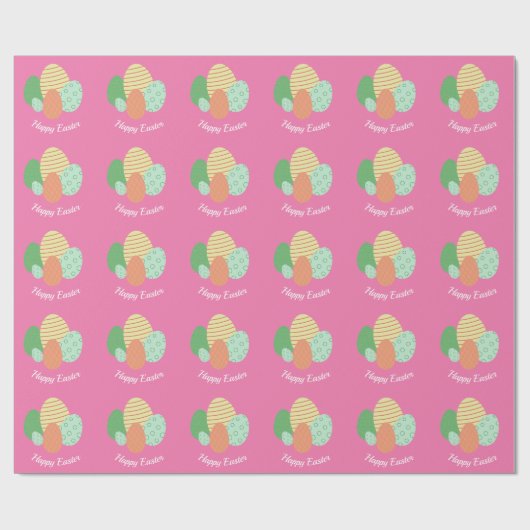 Happy Easter Egg Pattern op roze Cadeaupapier (Vlak)