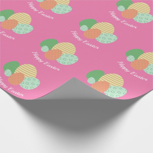 Happy Easter Egg Pattern op roze Cadeaupapier (Hoek)