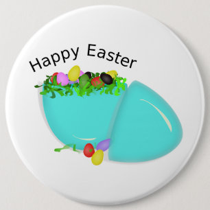 "HAPPY EASTER" EGG RONDE BUTTON 6,0 CM