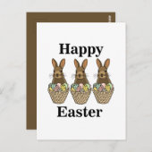 Happy Easter Eggs Basket Bunny Happy Easter Briefkaart (Voorkant / Achterkant)