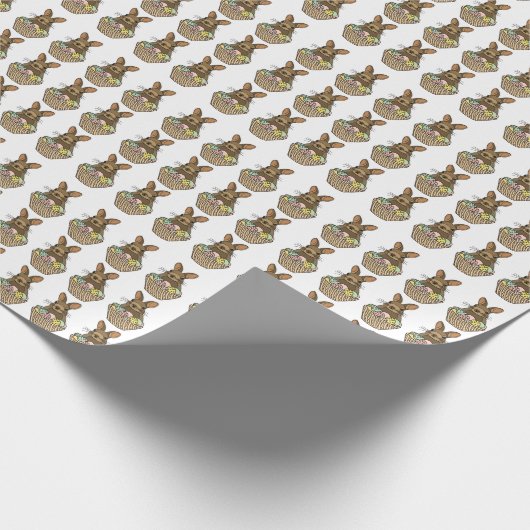 Happy Easter Eggs Basket Bunny Happy Easter Cadeaupapier (Hoek)