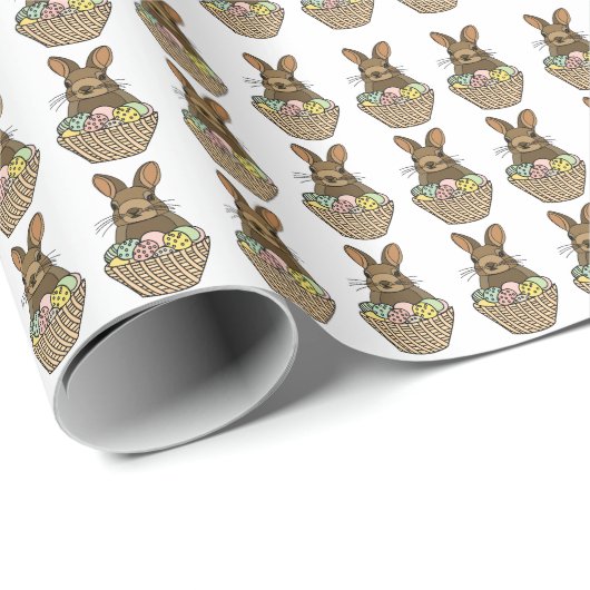Happy Easter Eggs Basket Bunny Happy Easter Cadeaupapier (Rol Hoek)