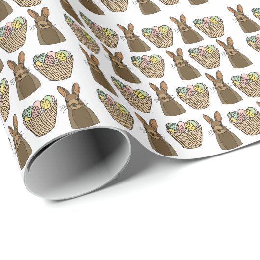 Happy Easter Eggs Basket Bunny Happy Easter Cadeaupapier (Rol Hoek)