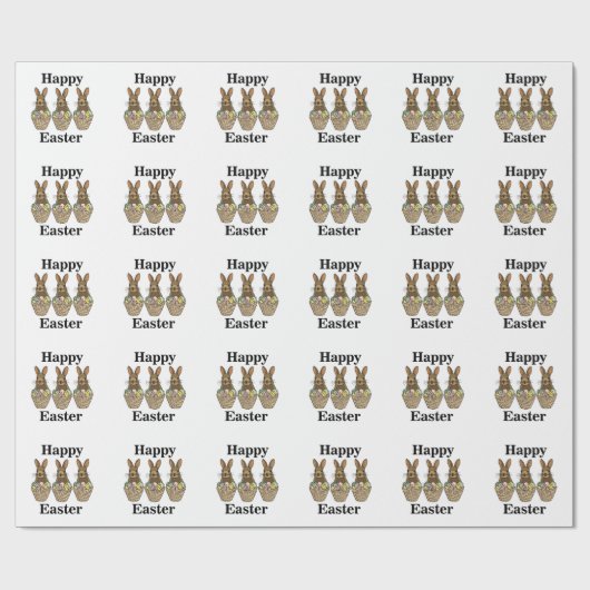 Happy Easter Eggs Basket Bunny Happy Easter Cadeaupapier (Vlak)