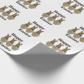 Happy Easter Eggs Basket Bunny Happy Easter Cadeaupapier (Hoek)