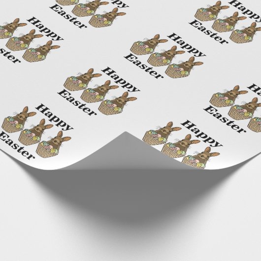 Happy Easter Eggs Basket Bunny Happy Easter Cadeaupapier (Hoek)