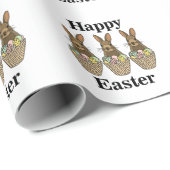 Happy Easter Eggs Basket Bunny Happy Easter Cadeaupapier (Rol Hoek)