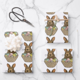 Happy Easter Eggs Basket Bunny Happy Easter Inpakpapier Vel