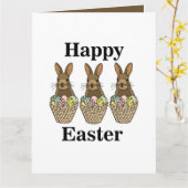 Happy Easter Eggs Basket Bunny Happy Easter Kaart (Gele Bloem)