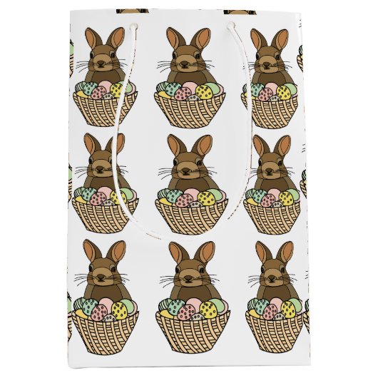 Happy Easter Eggs Basket Bunny Happy Easter Medium Cadeauzakje (Voorkant)