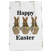 Happy Easter Eggs Basket Bunny Happy Easter Medium Cadeauzakje (Achterkant)