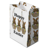 Happy Easter Eggs Basket Bunny Happy Easter Medium Cadeauzakje (Achterkant Gekanteld)