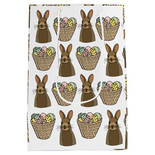 Happy Easter Eggs Basket Bunny Happy Easter Medium Cadeauzakje (Achterkant)