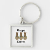 Happy Easter Eggs Basket Bunny Happy Easter Sleutelhanger (Voorkant)