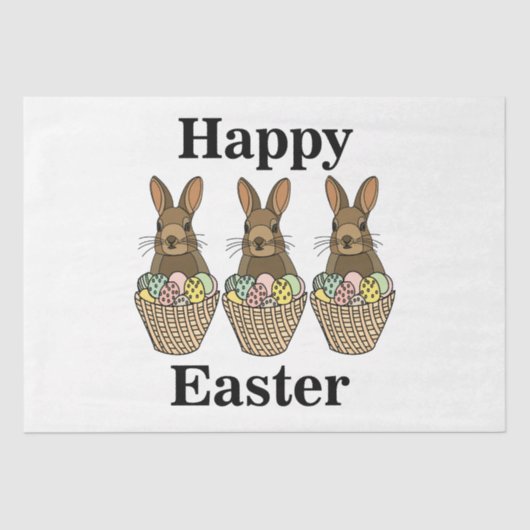 Happy Easter Eggs Basket Bunny Happy Easter Tissuepapier (Voorkant)