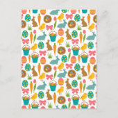 Happy Easter Eggs Bunny Chicks Patten Briefkaart (Voorkant)